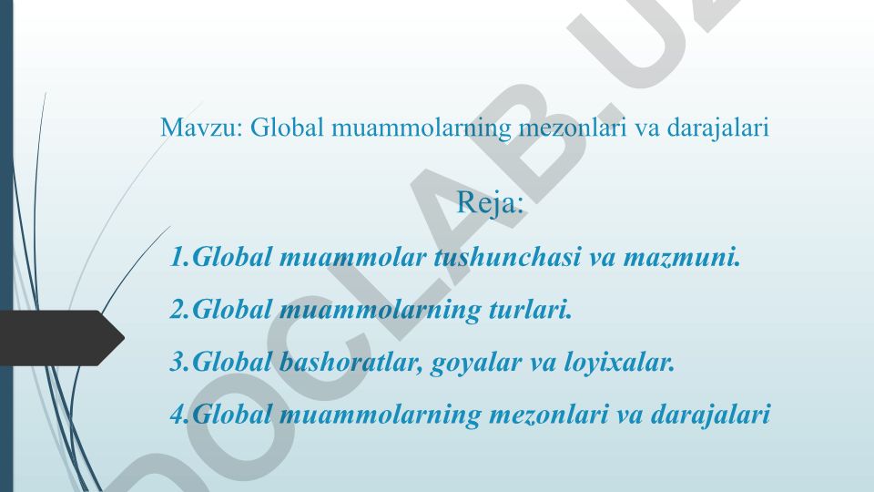 Global muammolarning mezonlari va darajalari