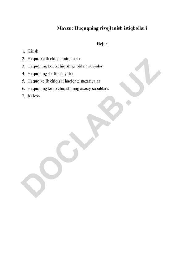 Huquqning rivojlanish istiqbollari