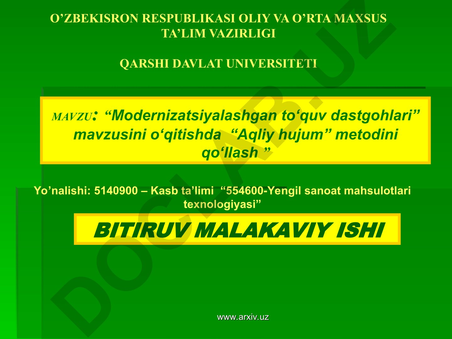 Modernizatsiyalashgan to‘quv dastgohlari mavzusini o‘qitishda Aqliy hujum metodini qo‘llash