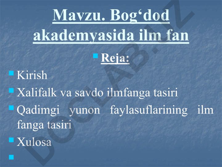 Bog‘dod akademiyasida ilm fan