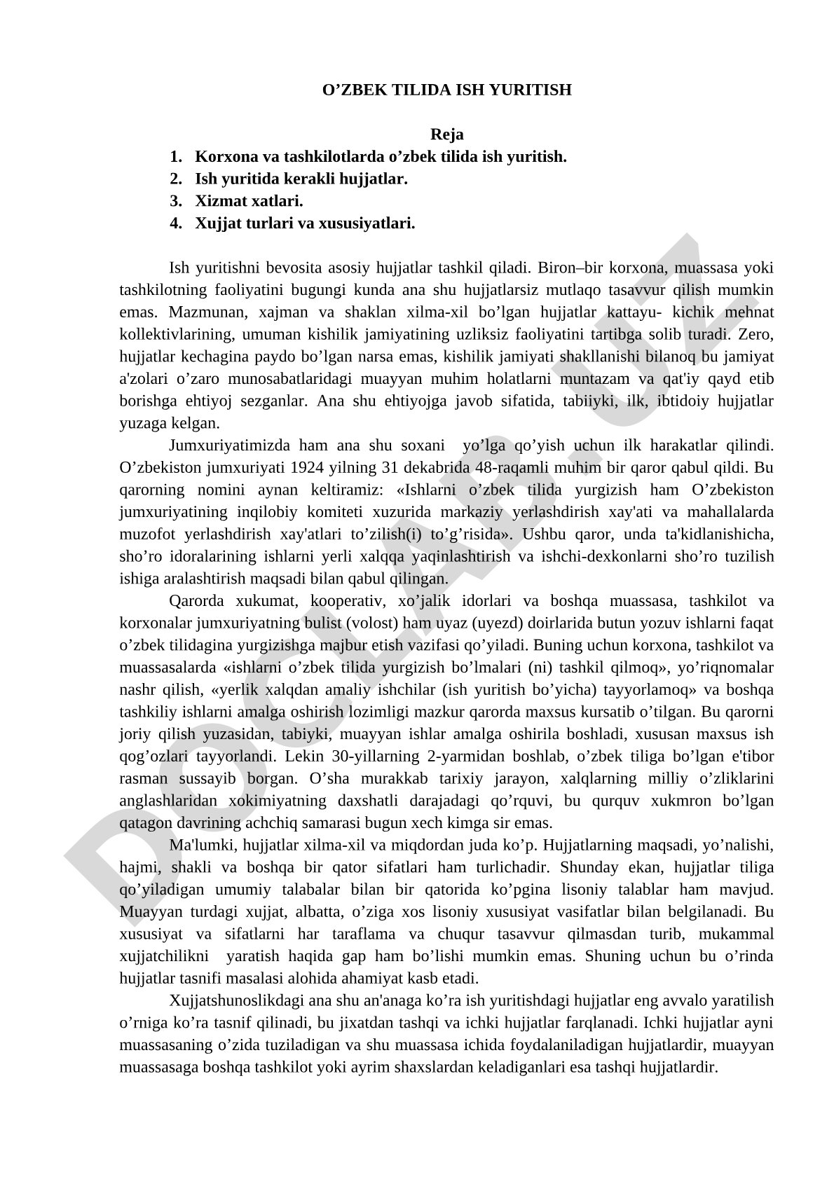 O'zbek tilida ish yuritish
