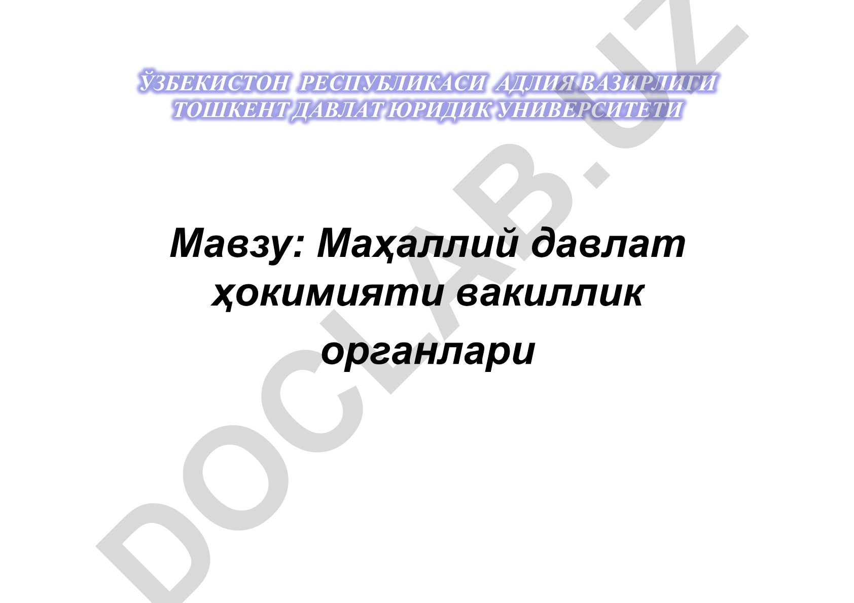 Маҳаллий давлат ҳокимияти вакиллик органлари