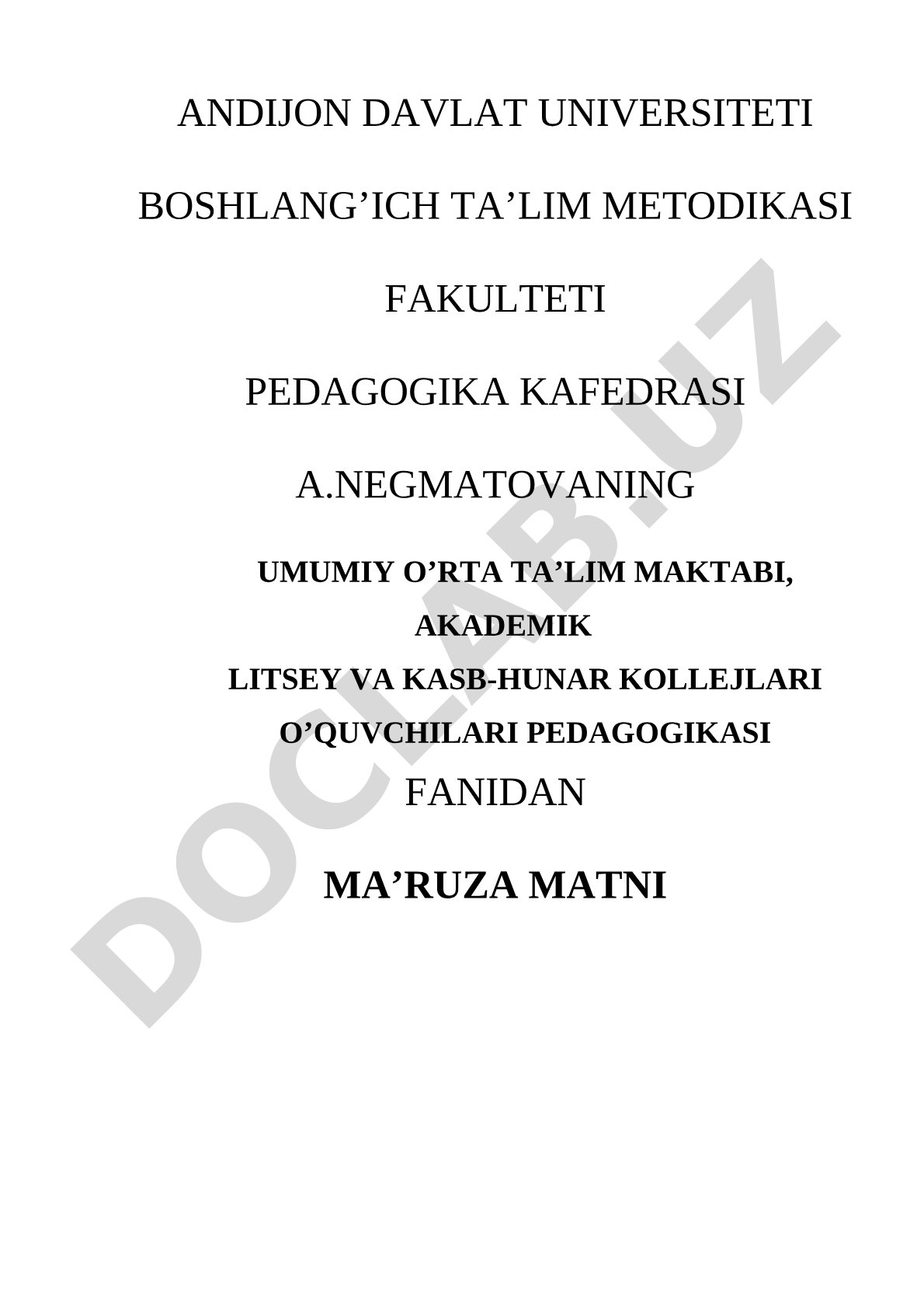 Ta'lim to'g'risidagi qonun va Kadrlar tayyorlash milliy modeli