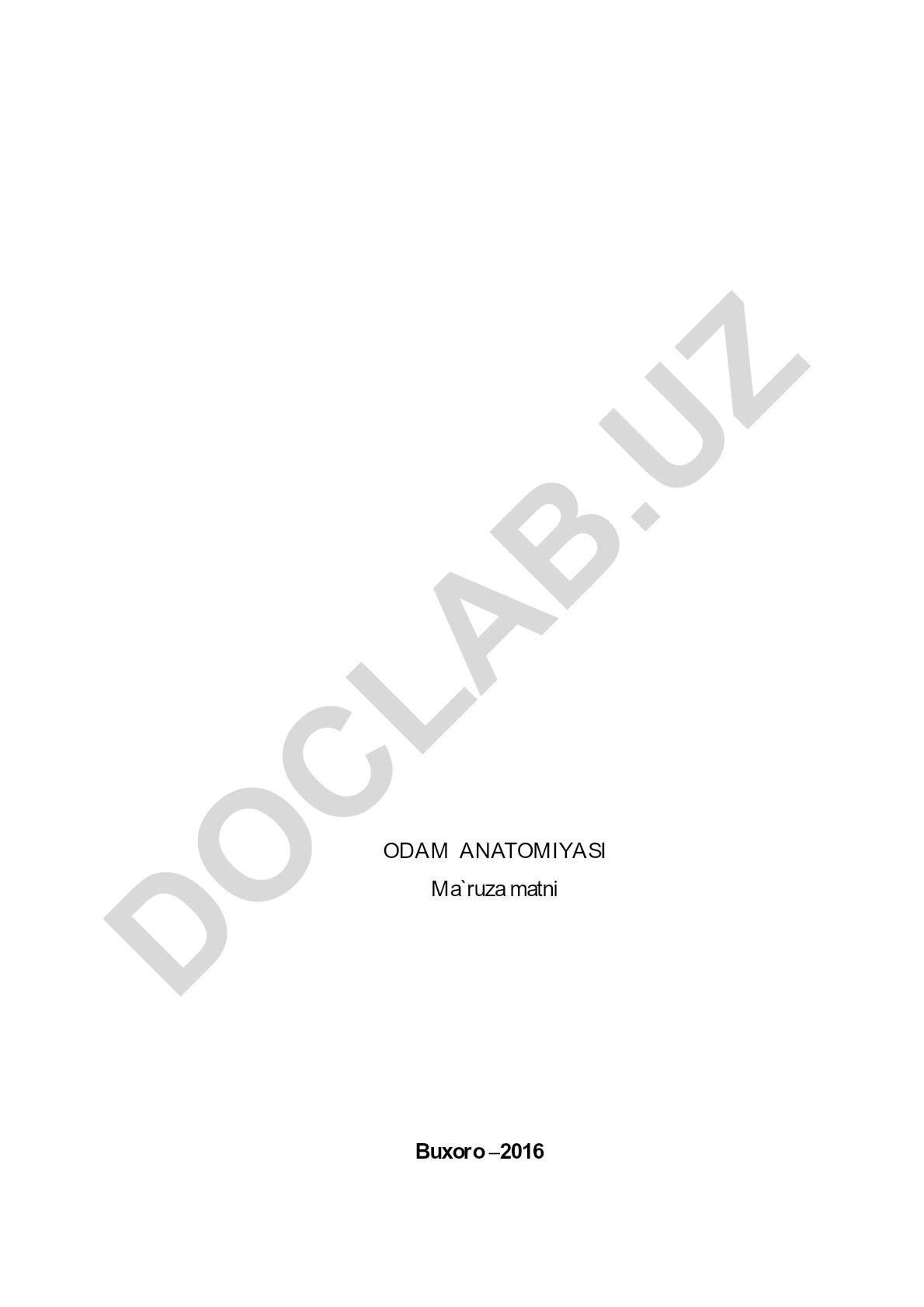 Odam anatomiya asoslari kursi ma'ruzasi