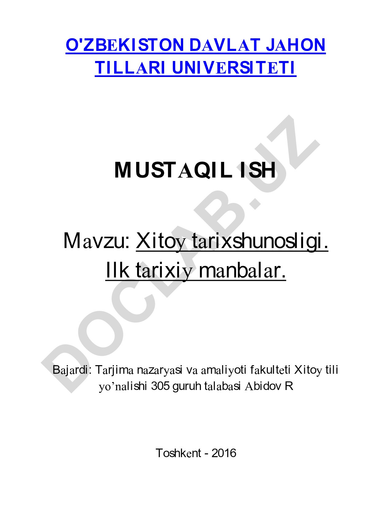 Xitoy tarixshunosligi. Ilk tarixiy manbalar