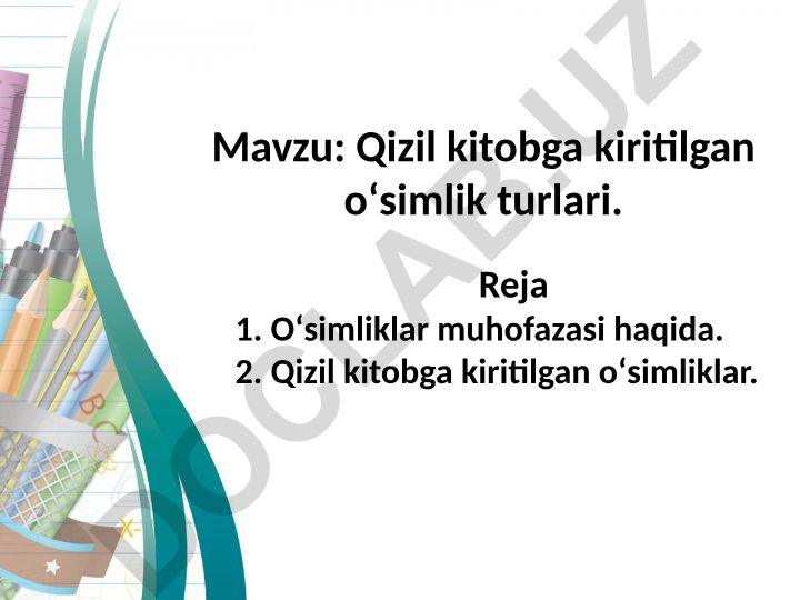 Qizil kitobga kiritilgan oʻsimlik turlari