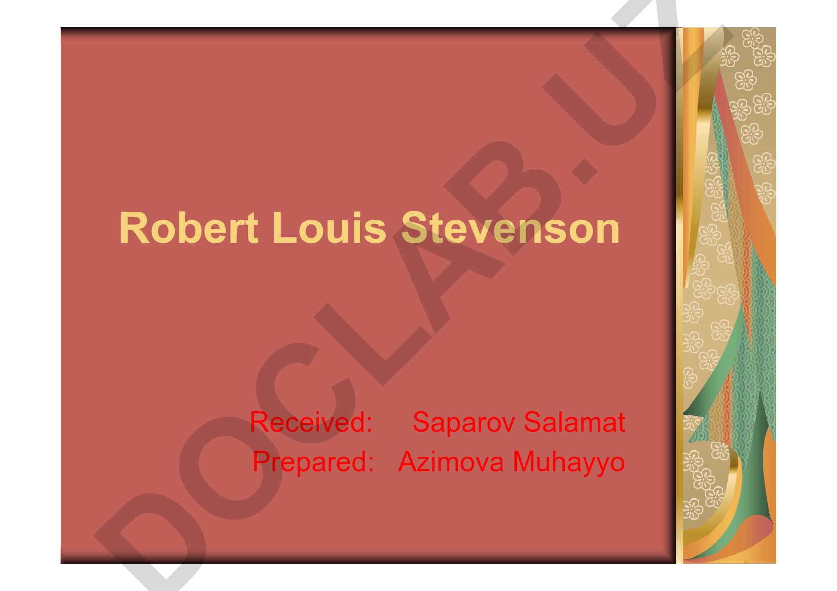 Robert Louis Stevenson hayoti va ijodi