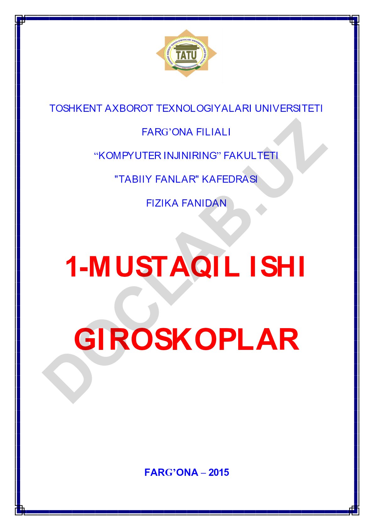 Giroskoplar va ularning turlari