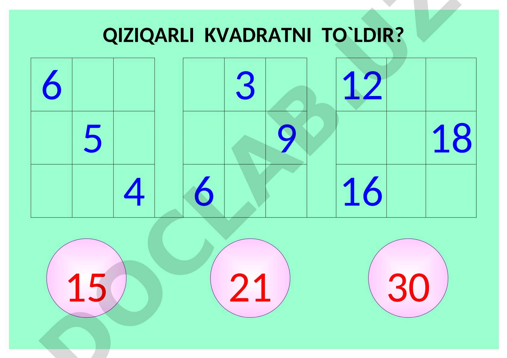 Qiziqarli kvadratni to'ldir va quyonlar o'yini