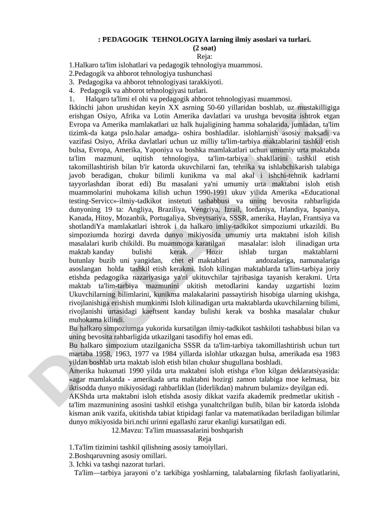 Pedagogik texnologiyalarning ilmiy asoslari va turlari