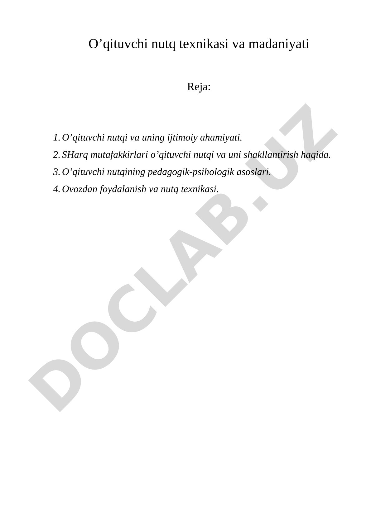 O'qituvchi nutq texnikasi va madaniyati