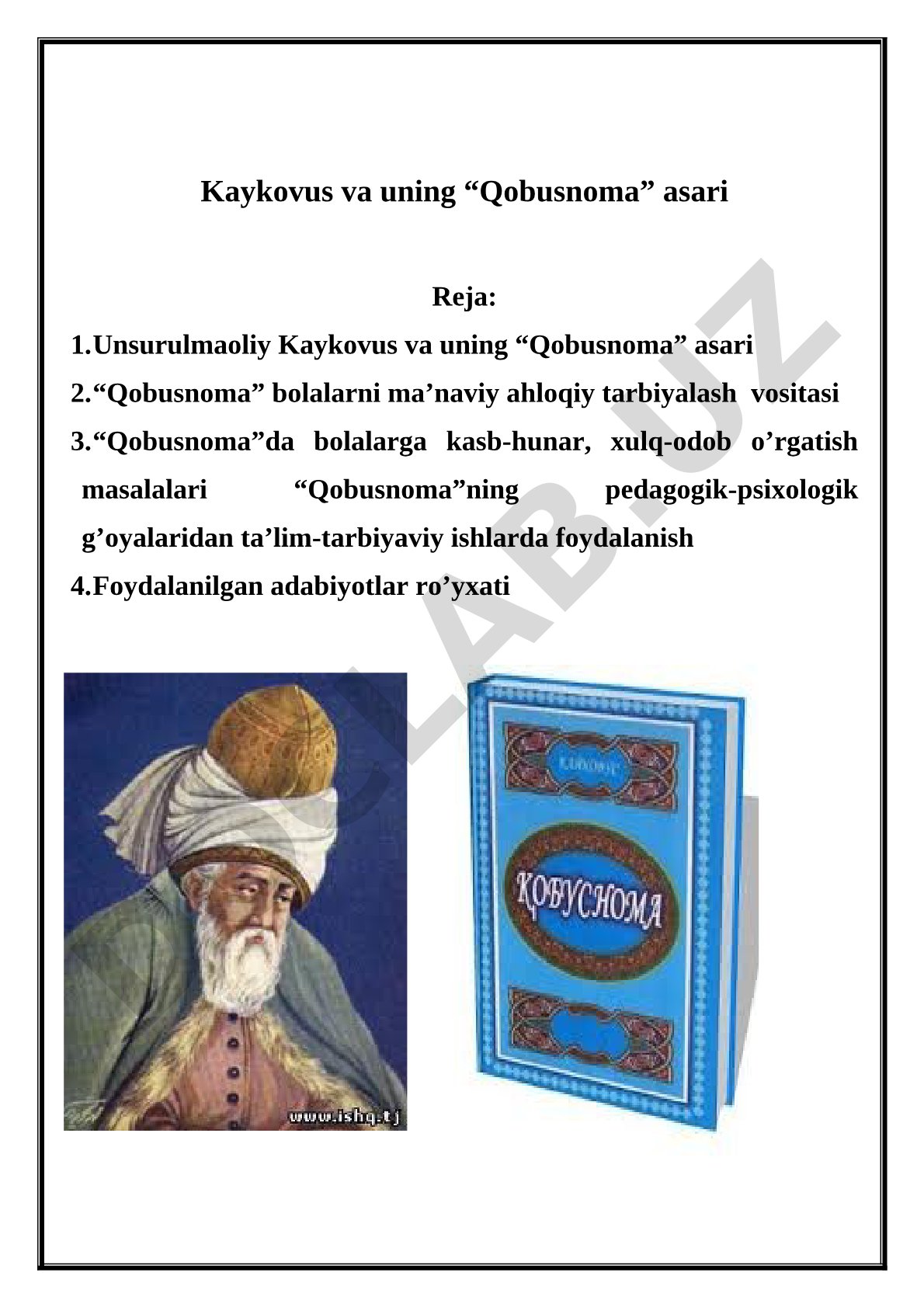 Kaykovus va uning “Qobusnoma” asari