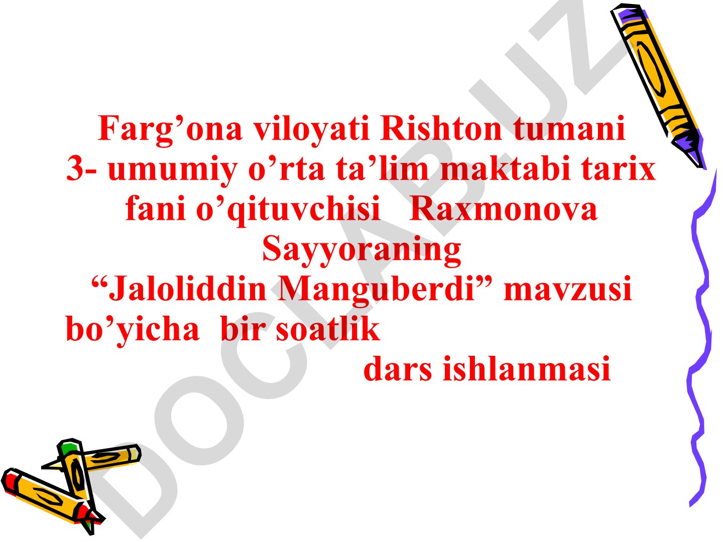Jaloliddin Manguberdi haqida dars ishlanmasi