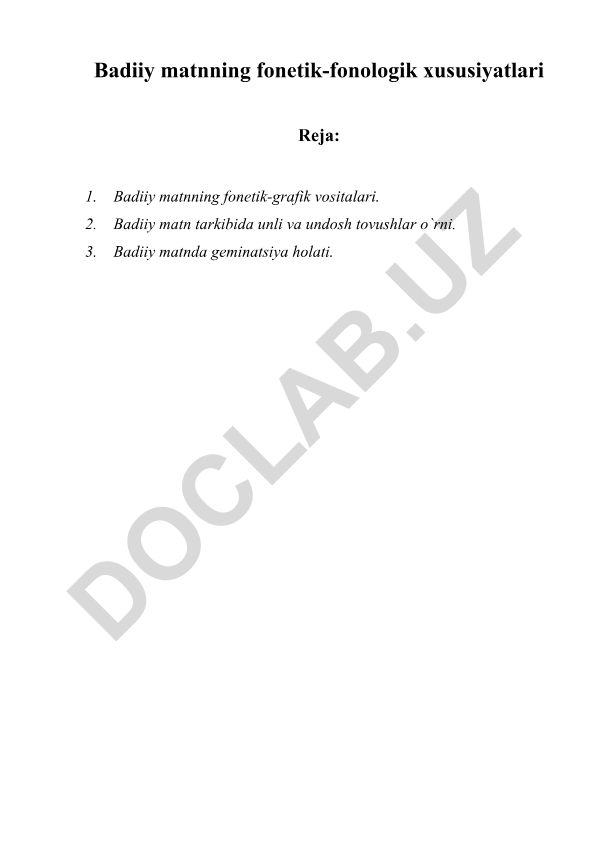Badiiy matnning fonetik-fonologik xususiyatlari