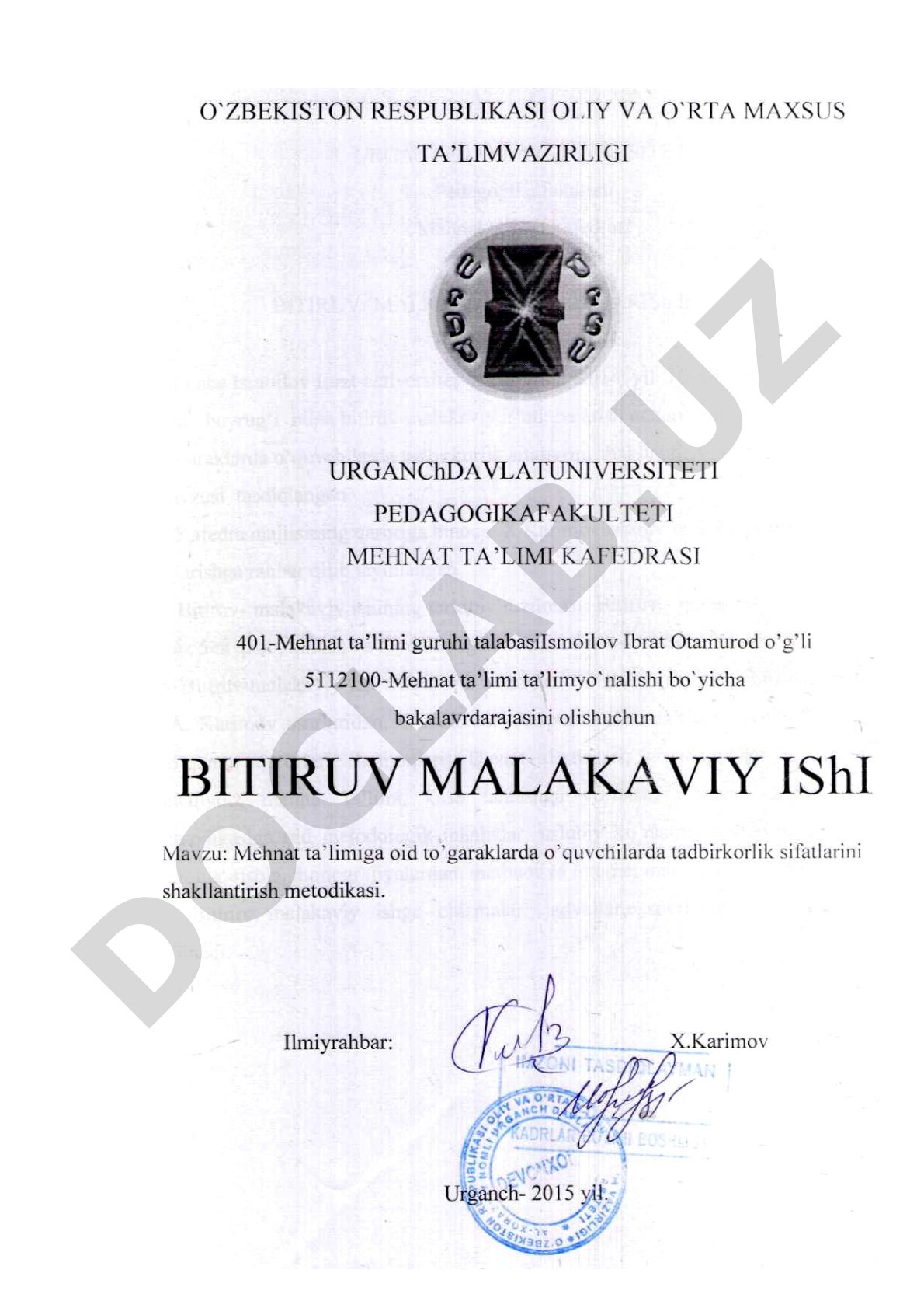 Mehnat ta'limiga oid to'garaklarda o'quvchilarda tadbirkorlik sifatlarini shakllantirish metodikasi