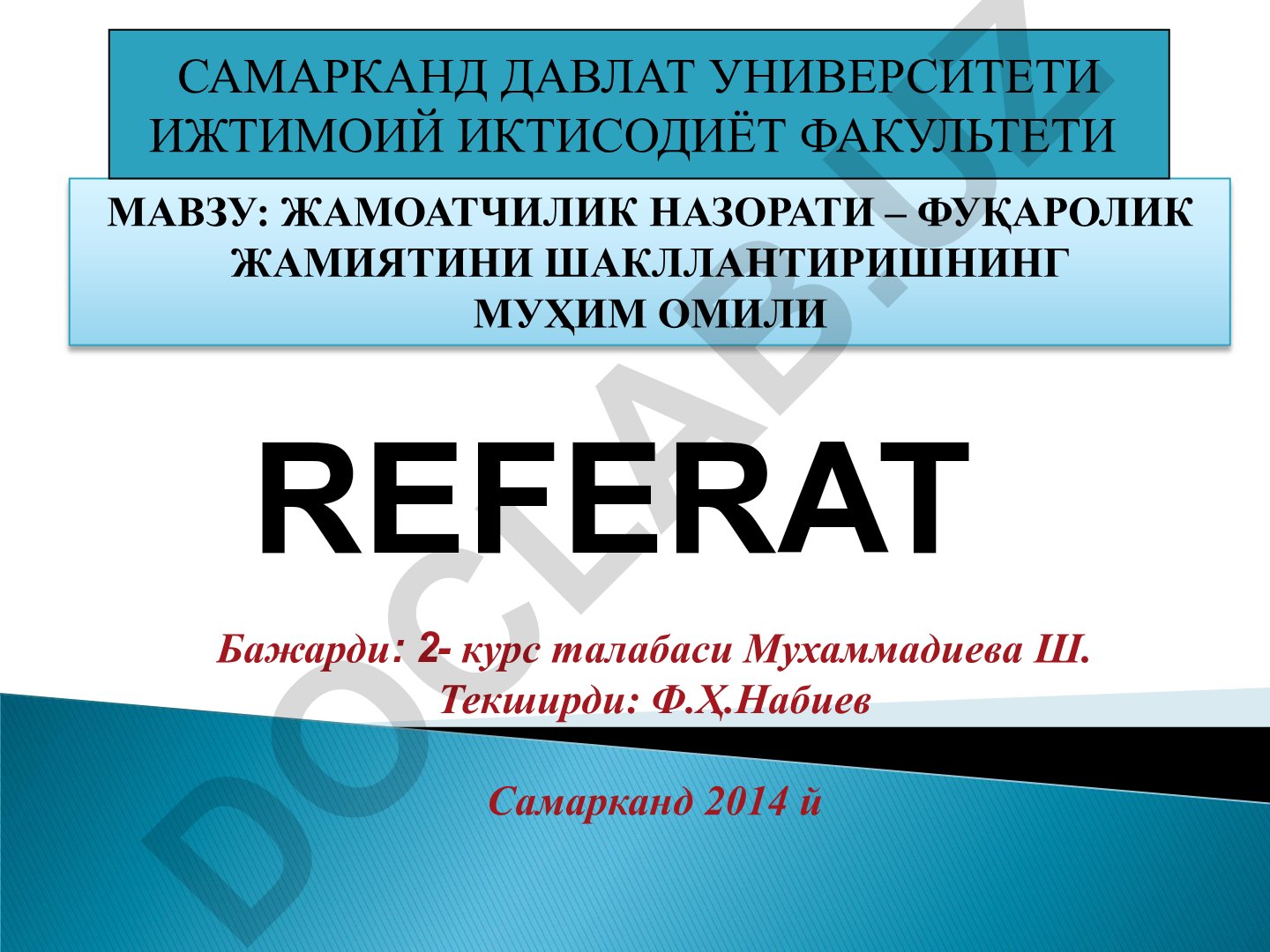 Жамоатчилик назорати – фуқаролик жамиятини шакллантиришнинг муҳим омили