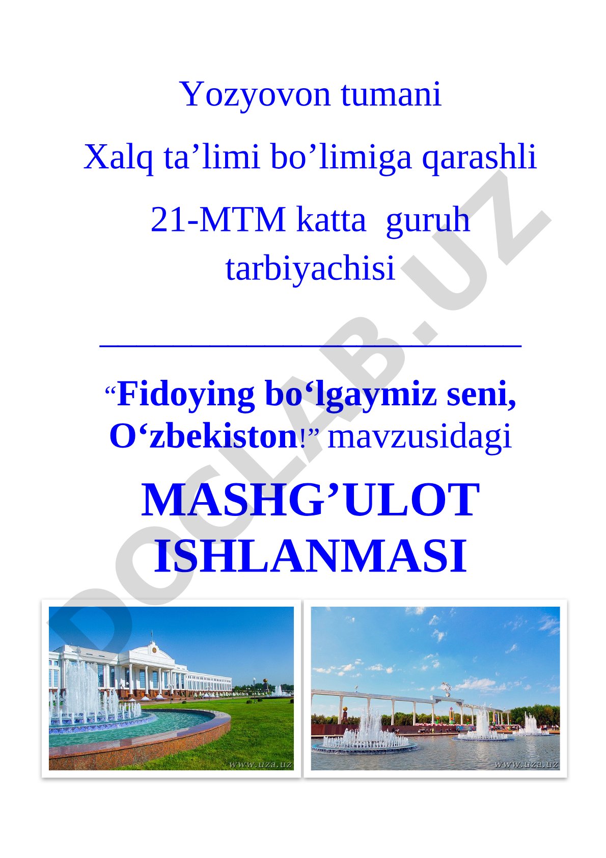 Fidoying bo‘lgaymiz seni, O‘zbekiston!