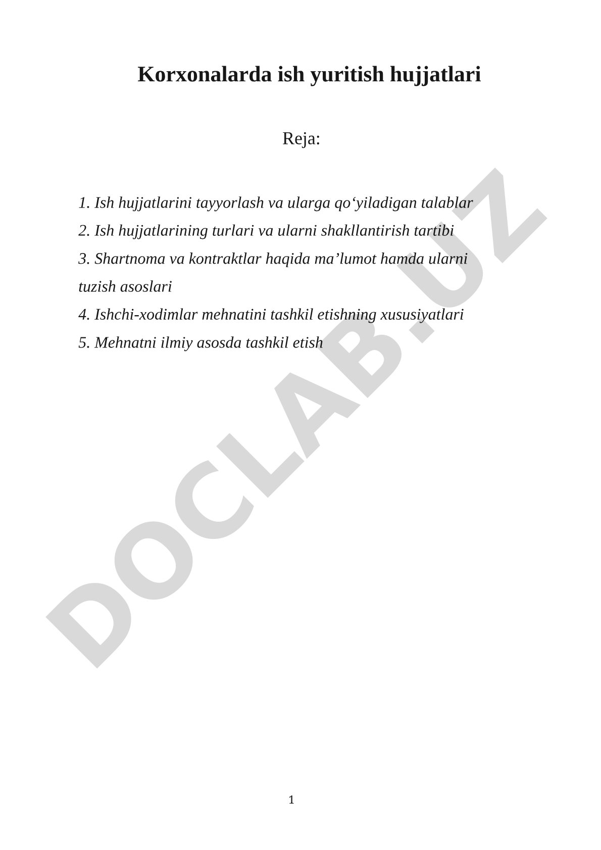 Korxonalarda ish yuritish hujjatlari
