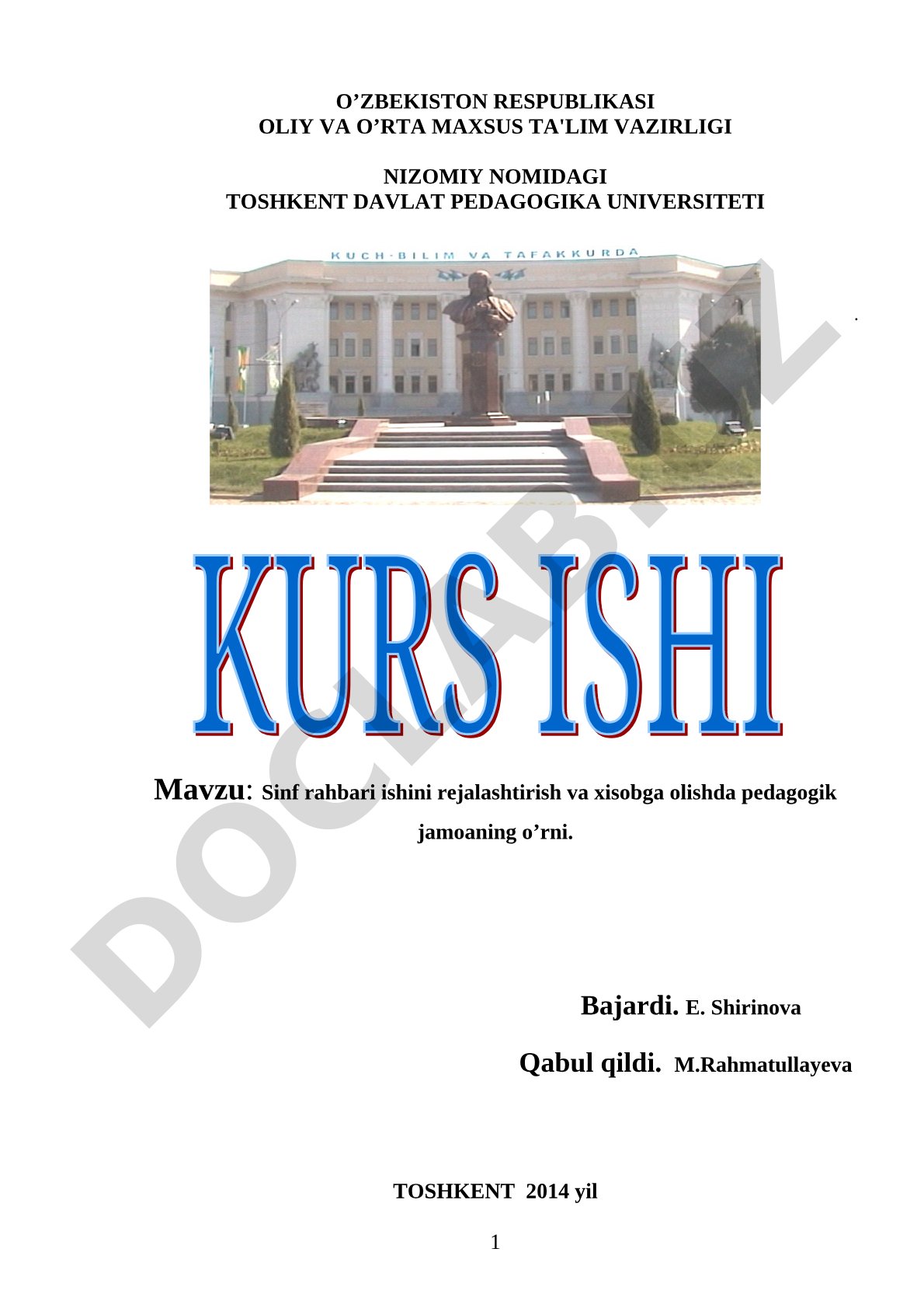 Sinf rahbari ishini rejalashtirish va hisobga olishda pedagogik jamoaning o'rni