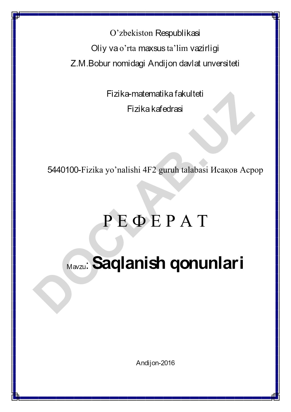 Saqlanish qonunlari