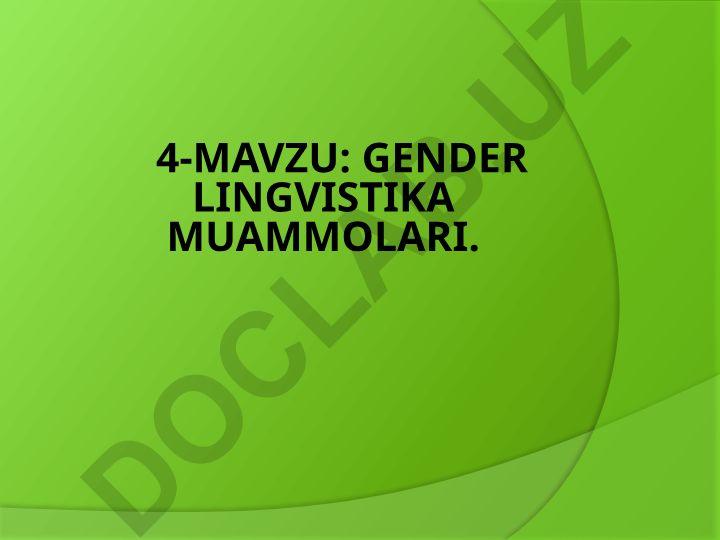 Gender lingvistika muammolari