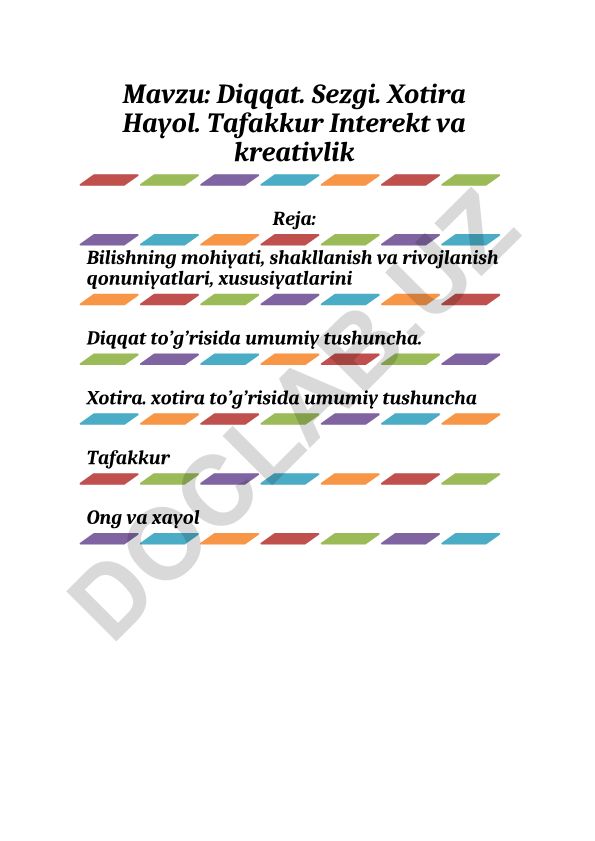 Bilishning mohiyati, shakllanish va rivojlanish qonuniyatlari