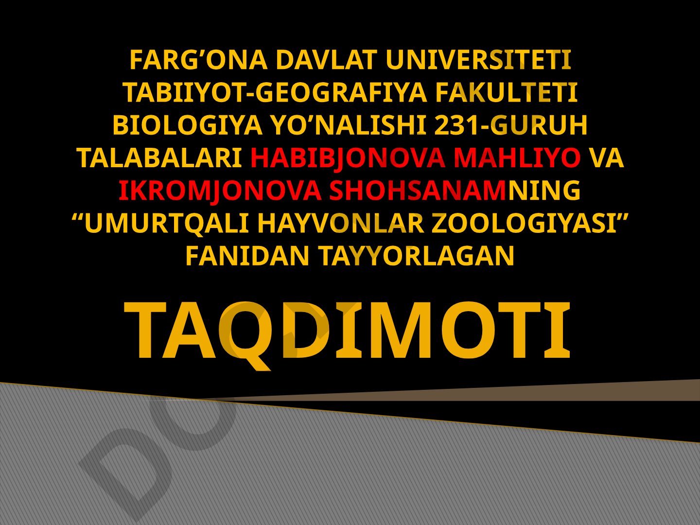 Suvda hamda quruqlikda yashovchilar (Amphibia) sinfi