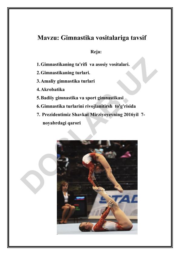 Gimnastika vositalariga tavsif