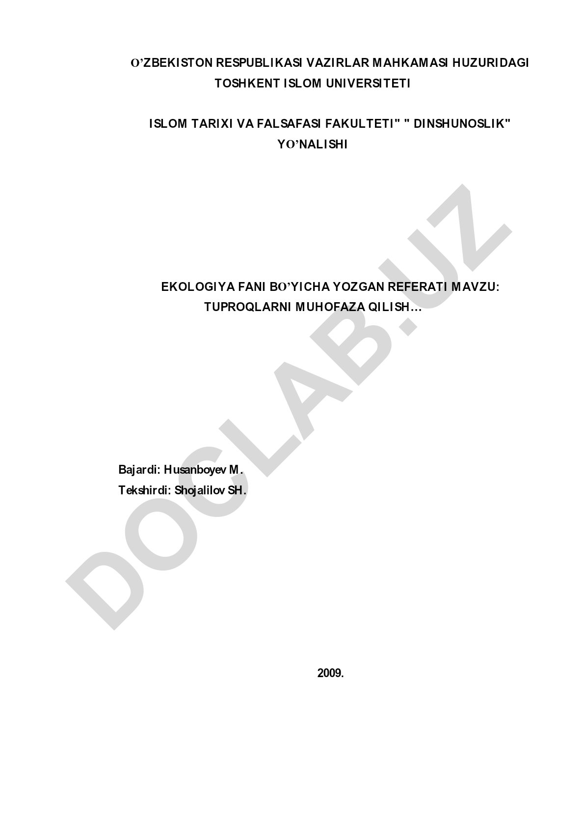 Tuproqlarni muhofaza qilish