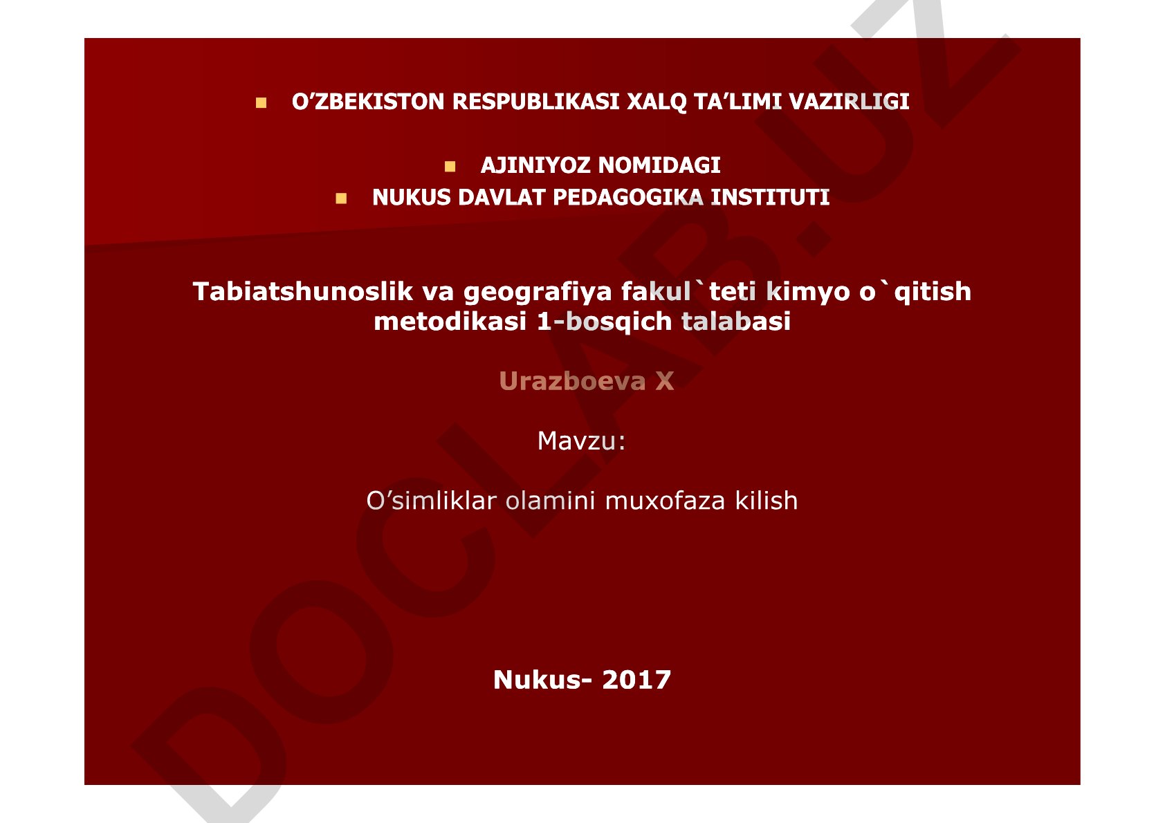 O'simliklar olamini muxofaza qilish