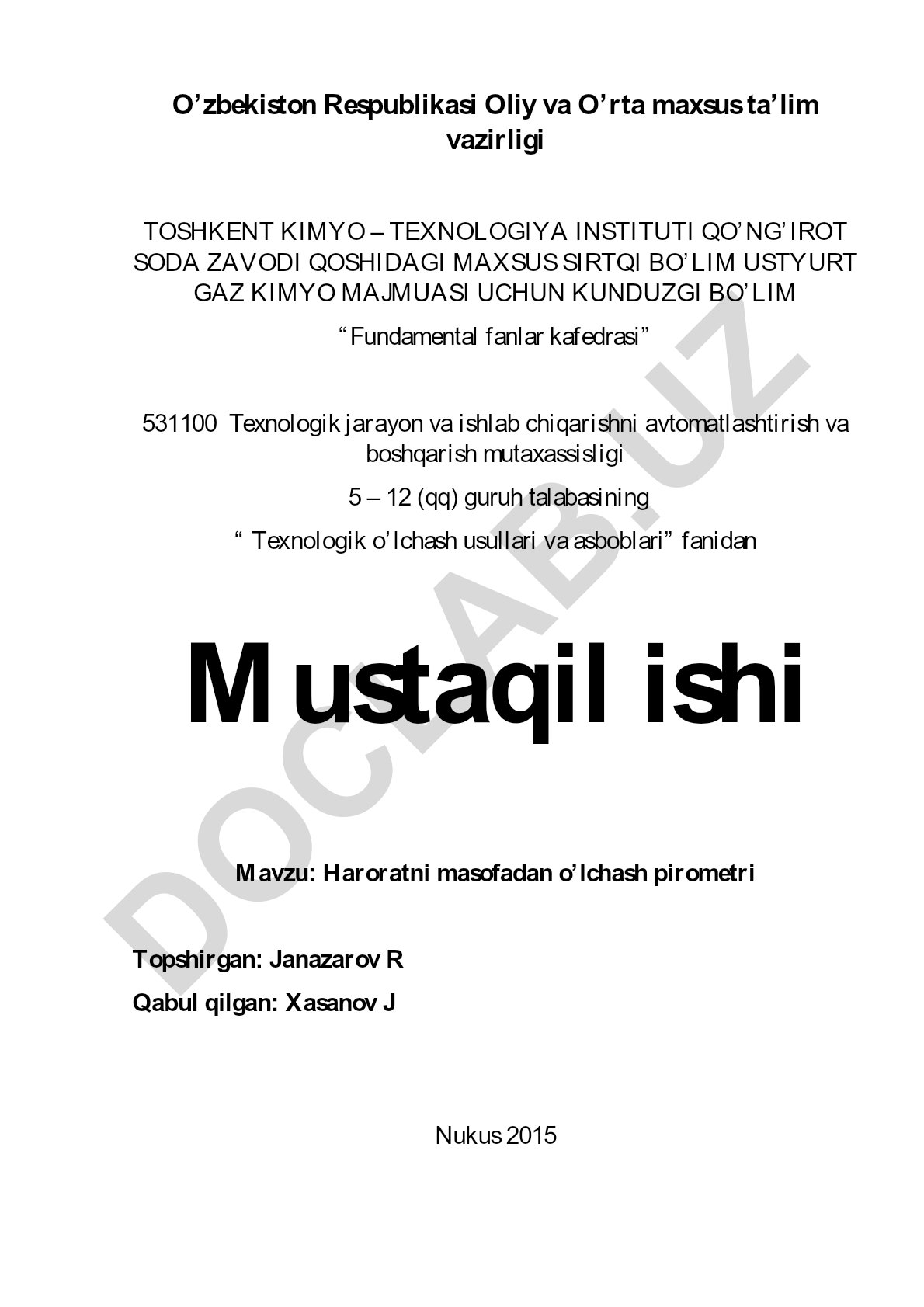Haroratni masofadan o'lchash pirometri