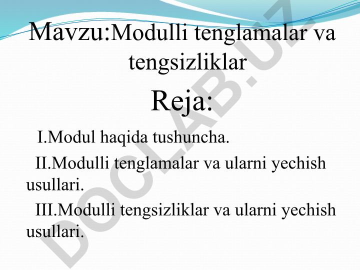 Modulli tenglamalar va tengsizliklar