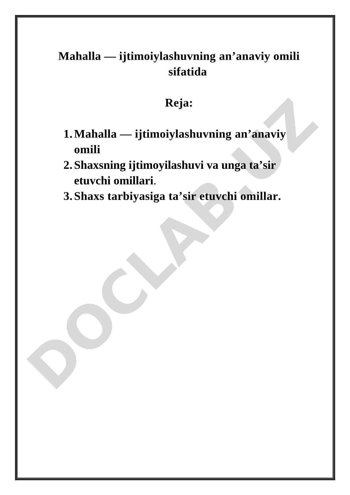 Mahalla — ijtimoiylashuvning an’anaviy omili sifatida