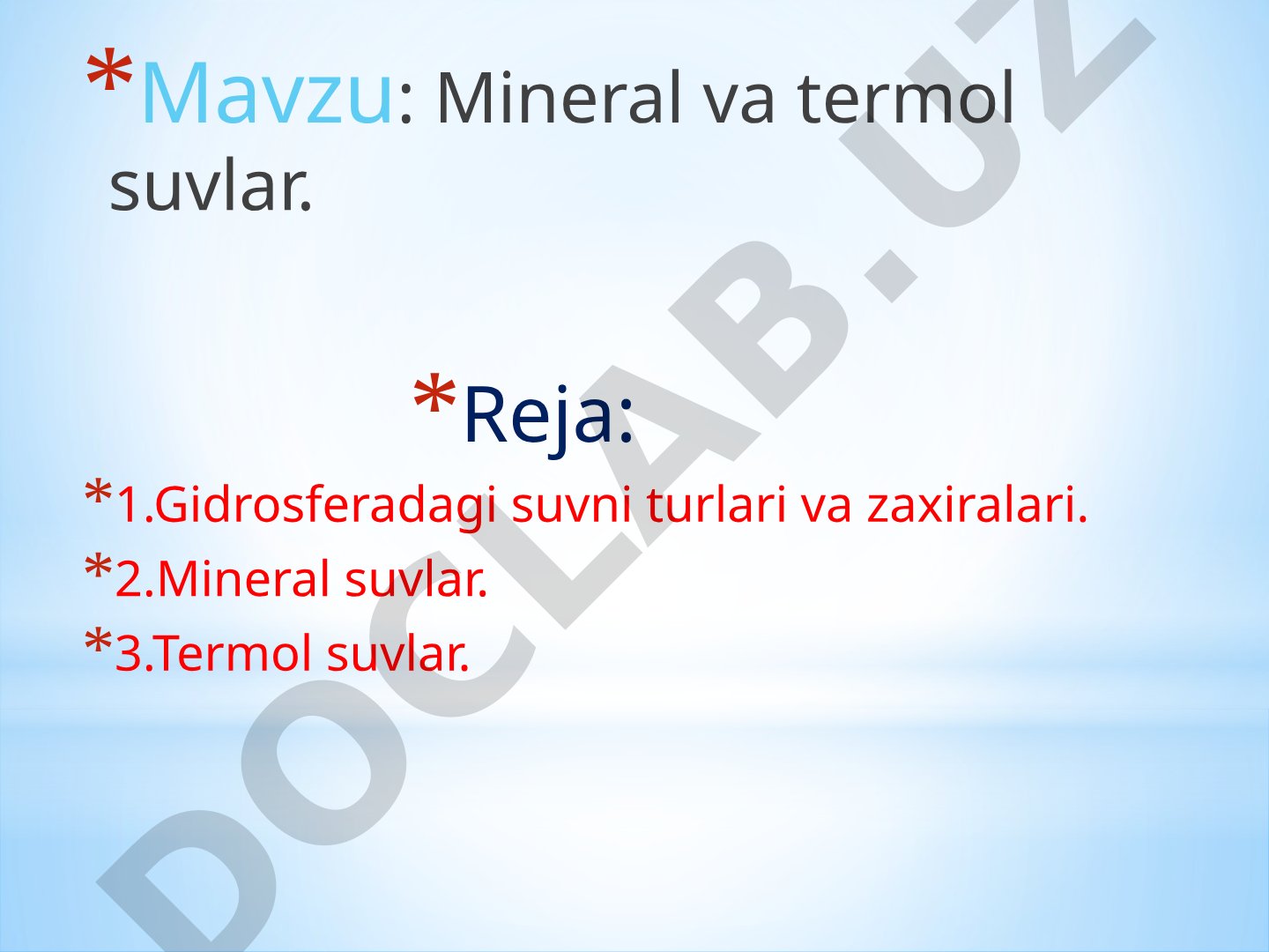 Mineral va termol suvlar