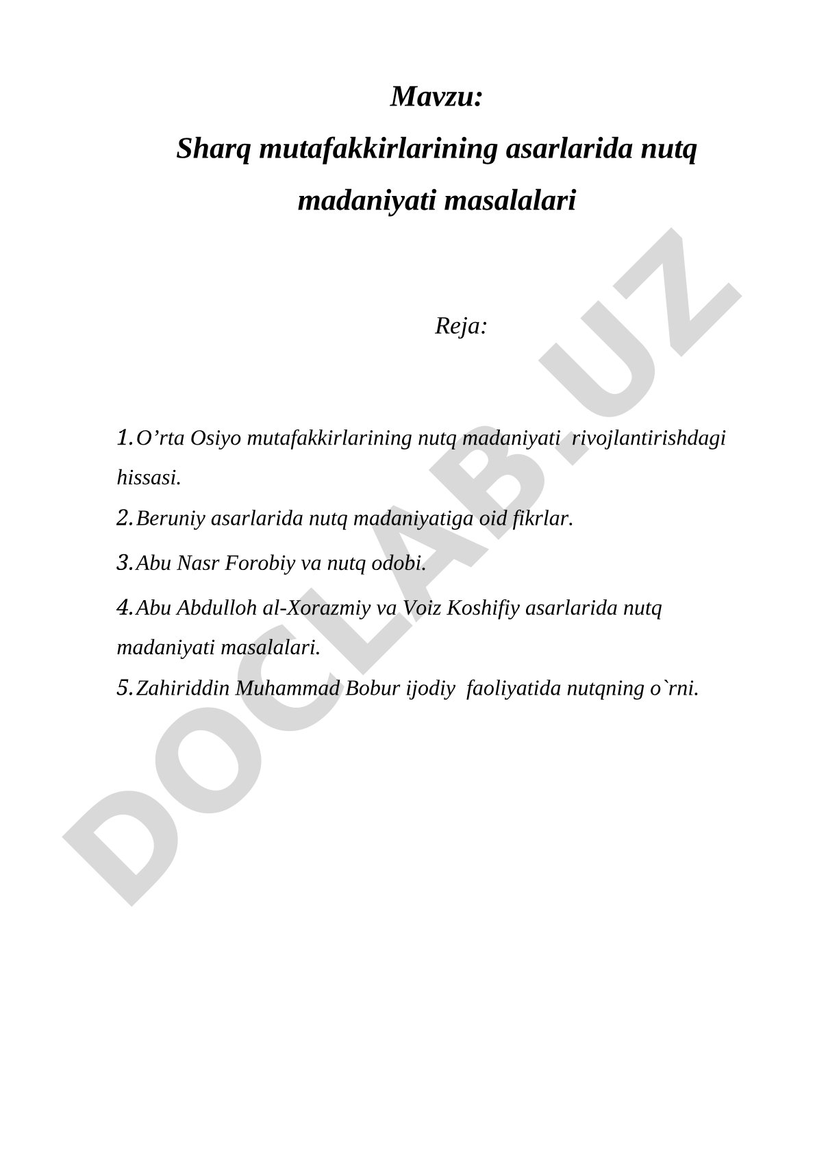 Sharq mutafakkirlarining asarlarida nutq madaniyati masalalari