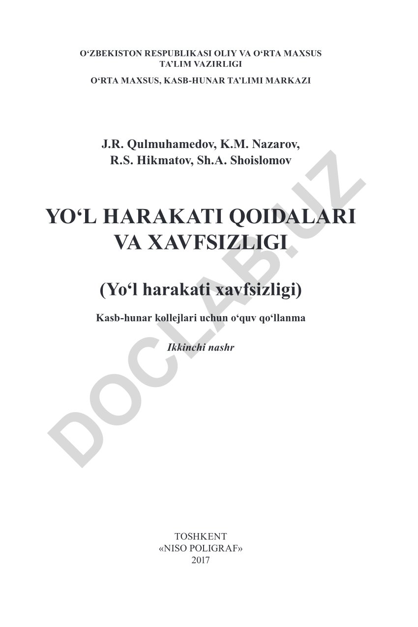 Yo‘l harakati qoidalari va xavfsizligi (yo‘l harakati xavfsizligi)