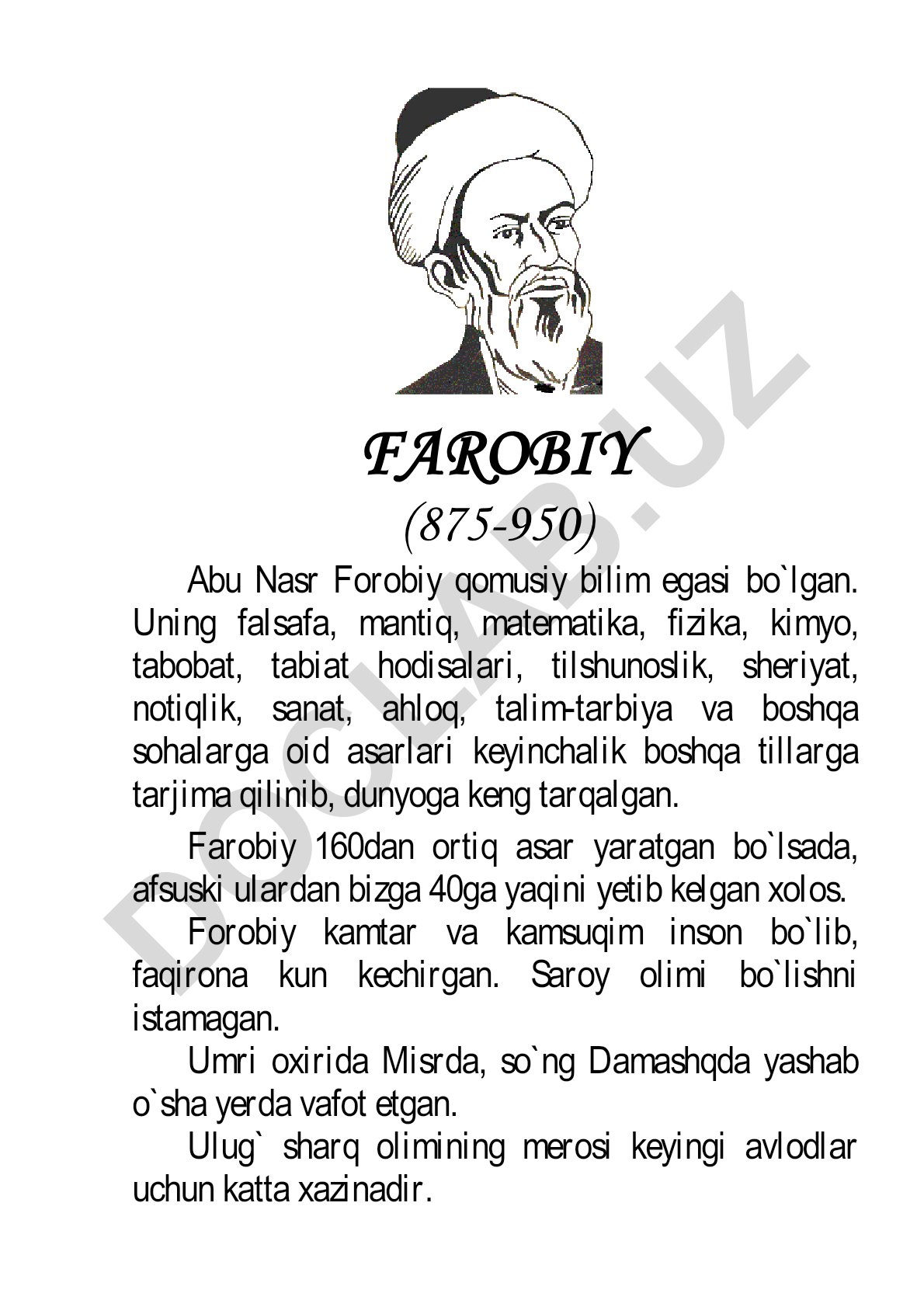 Abu Nasr Forobiy hayoti va ilmiy merosi