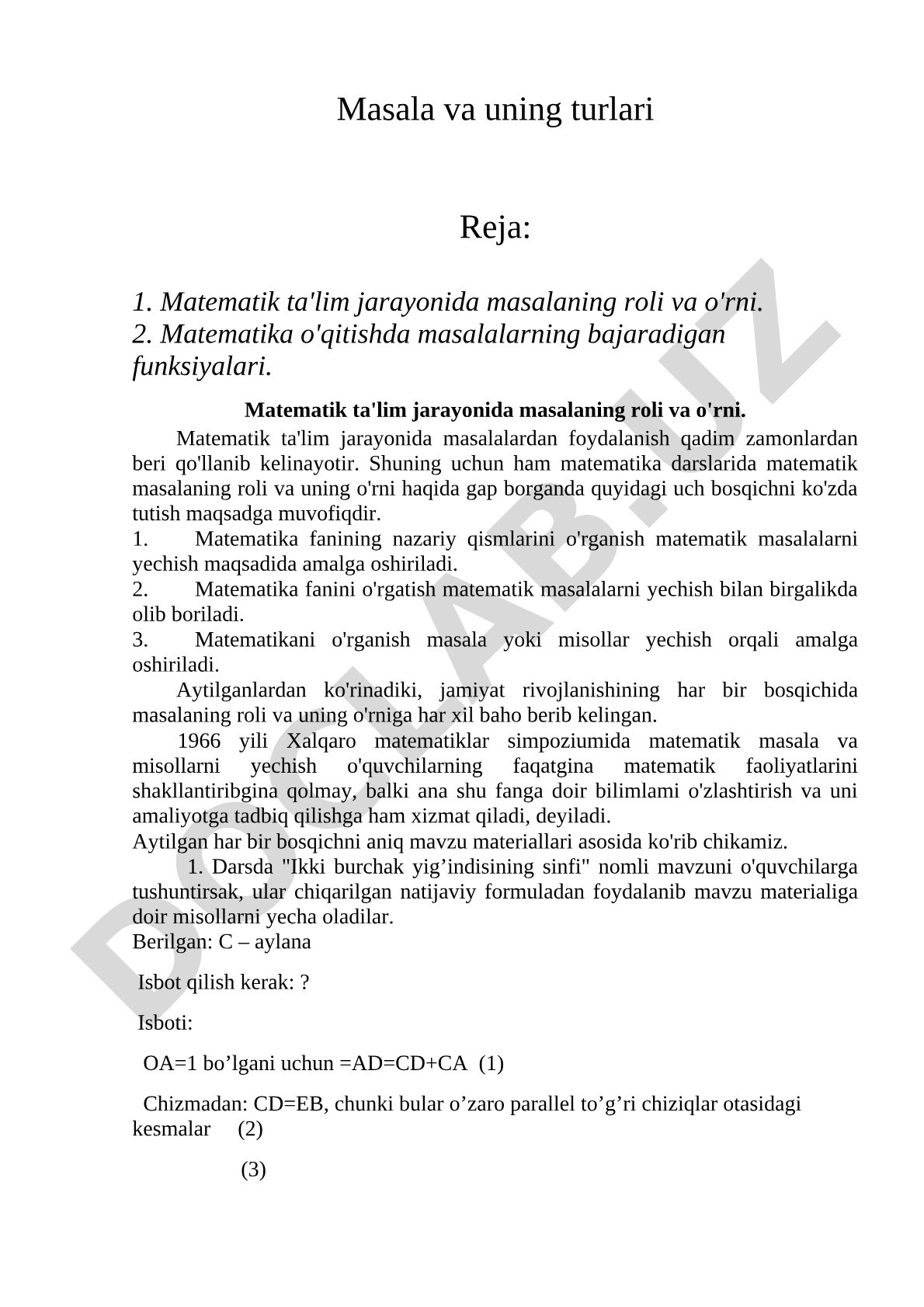Masala va uning turlari