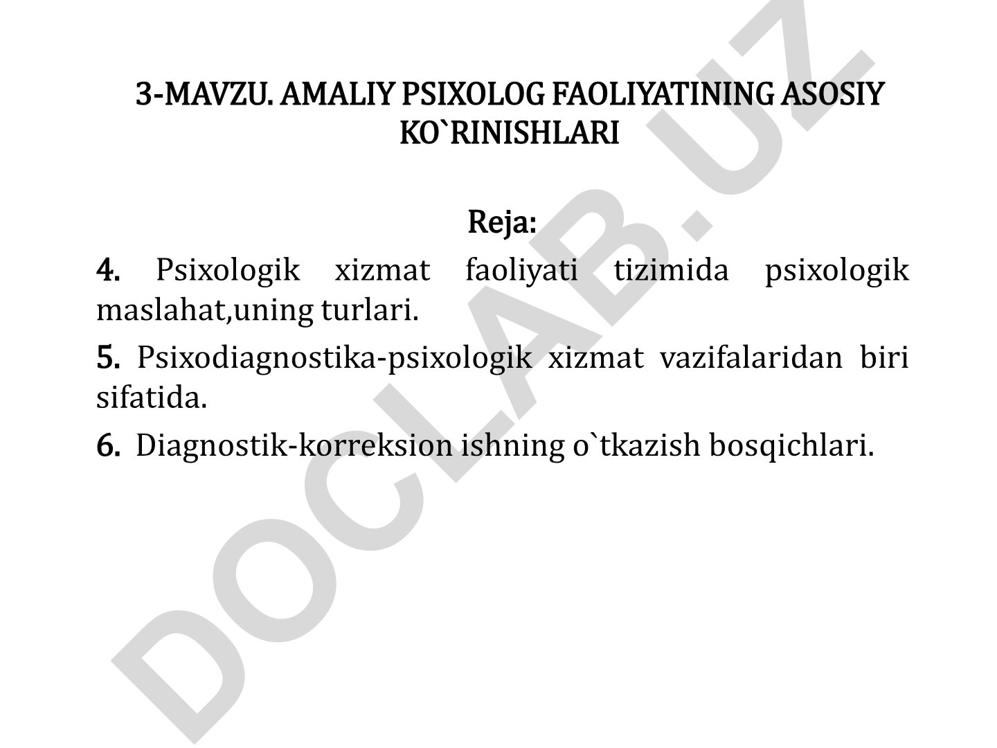 Amaliy psixolog faoliyatining asosiy ko'rinishlari