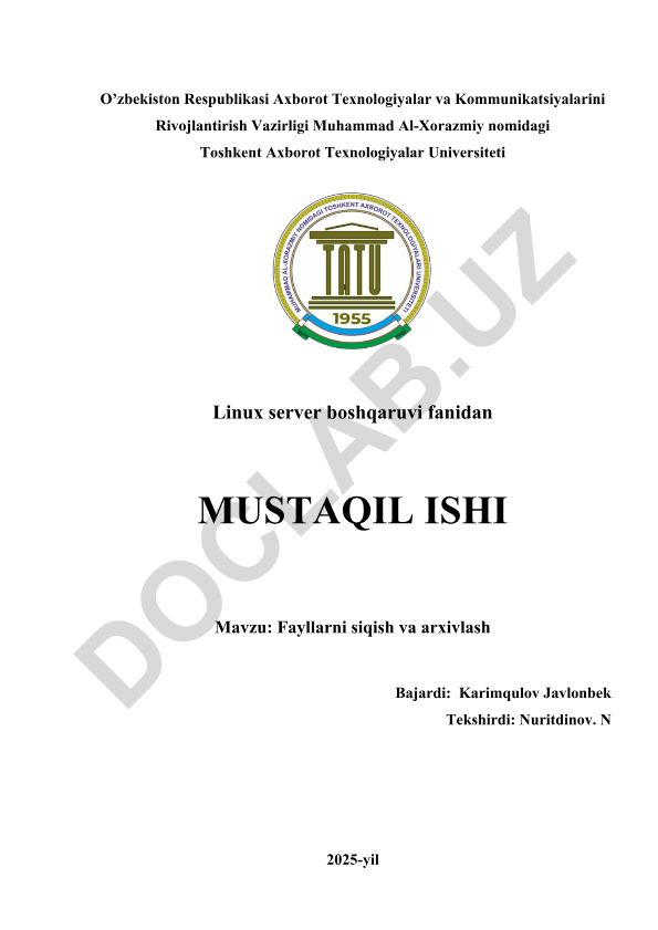 Fayllarni siqish va arxivlash