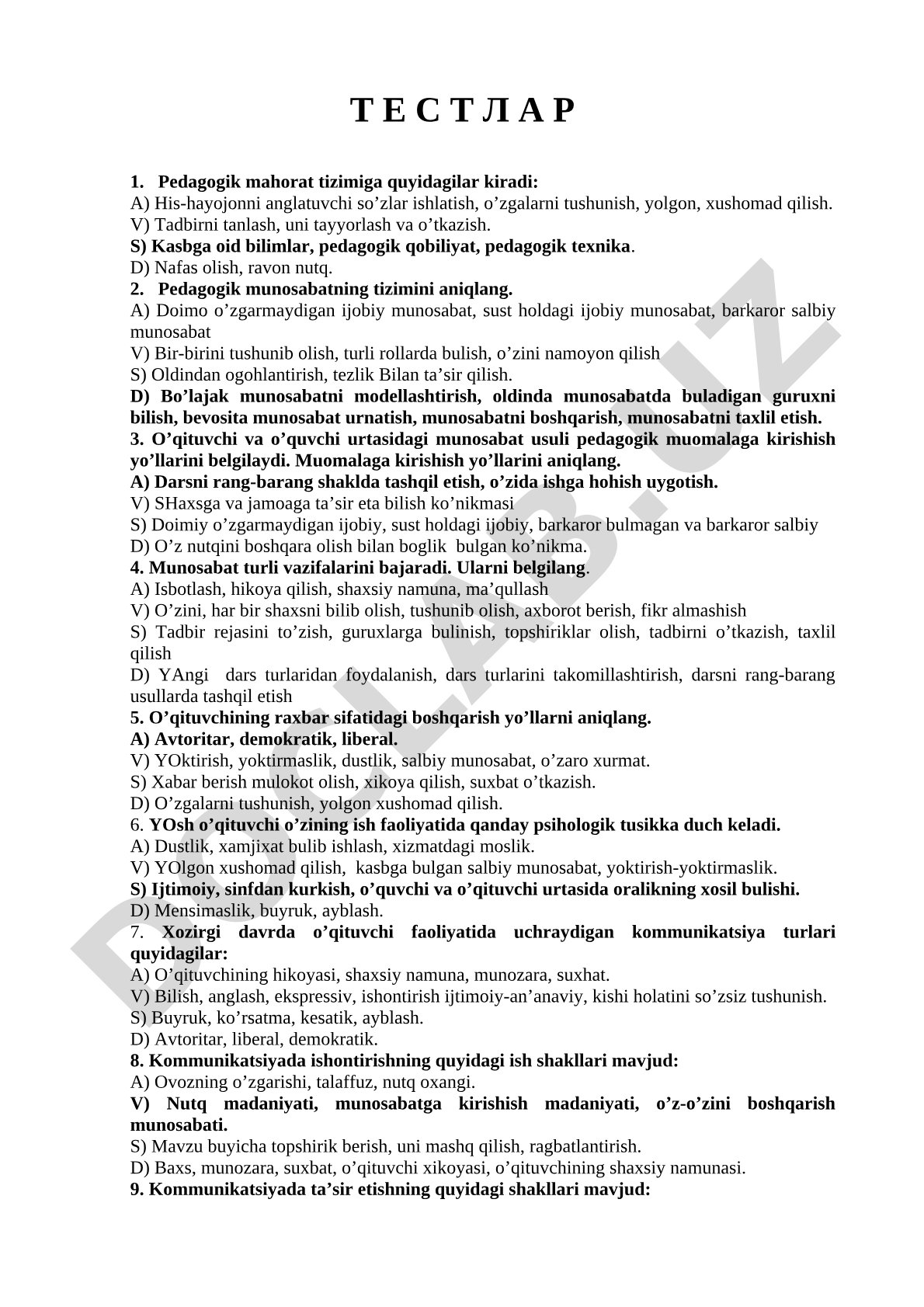 Pedagogik mahorat tizimi va munosabat usullari