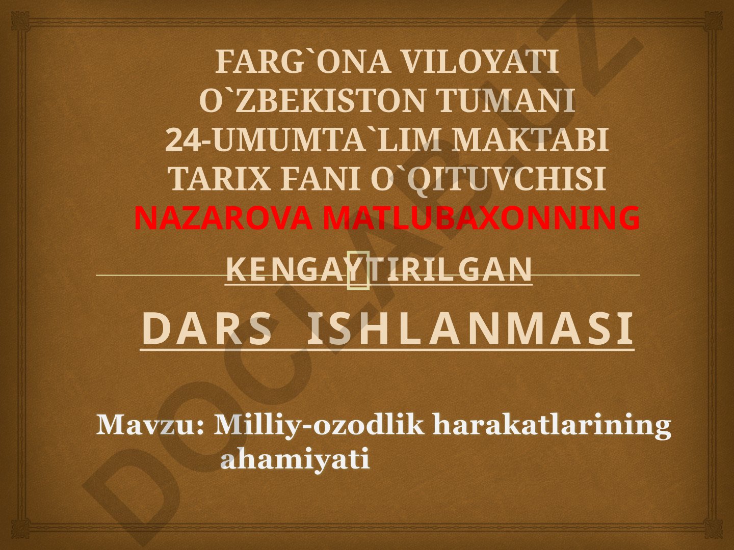 Milliy-ozodlik harakatlarining ahamiyati