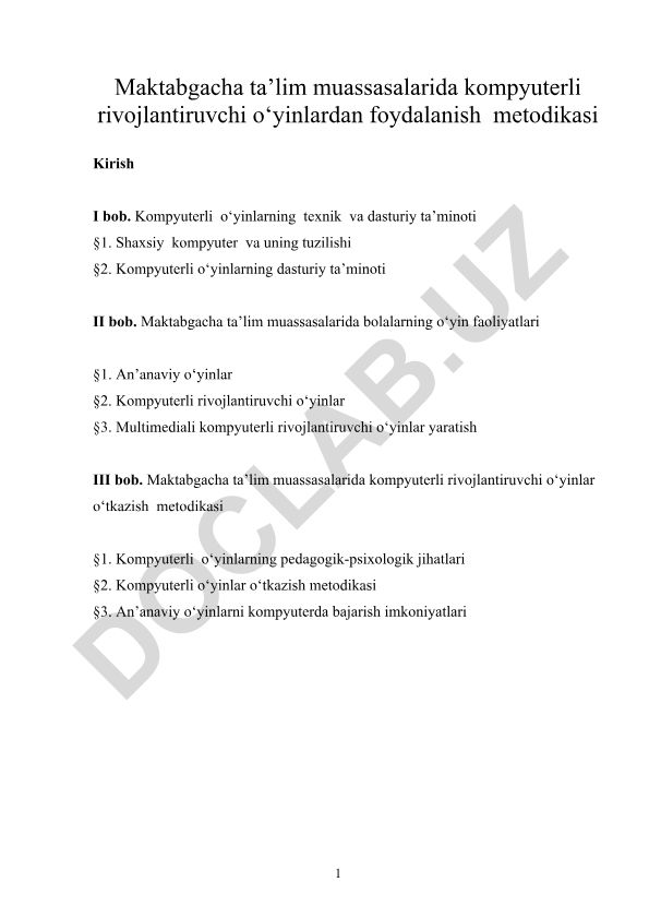 Maktabgacha ta'lim muassasalarida kompyuterli rivojlantiruvchi o'yinlardan foydalanish metodikasi