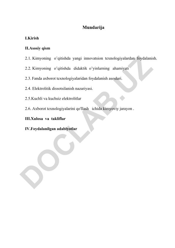 Kimyoning o'qitishda innovatsion texnologiyalar va didaktik o'yinlar