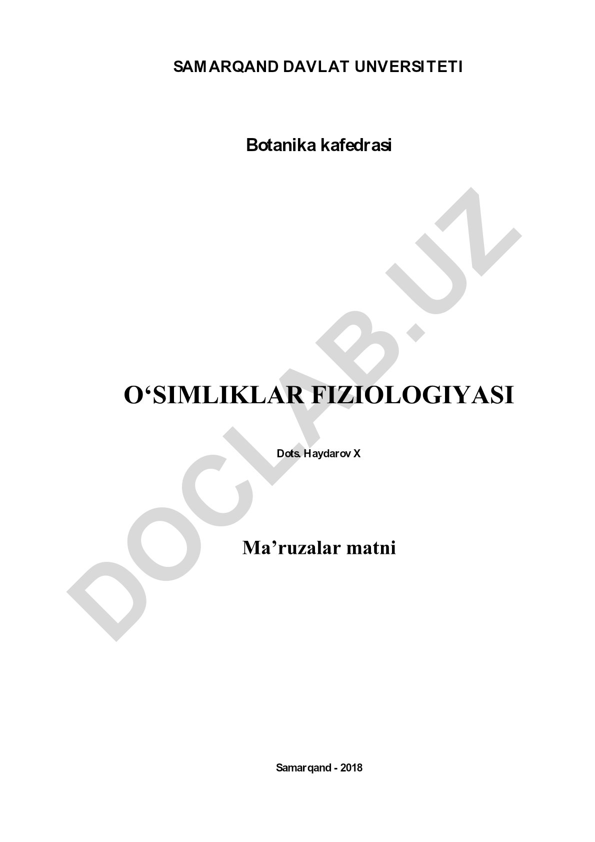 O'simliklar fiziologiyasi fanining vazifalari va usullari