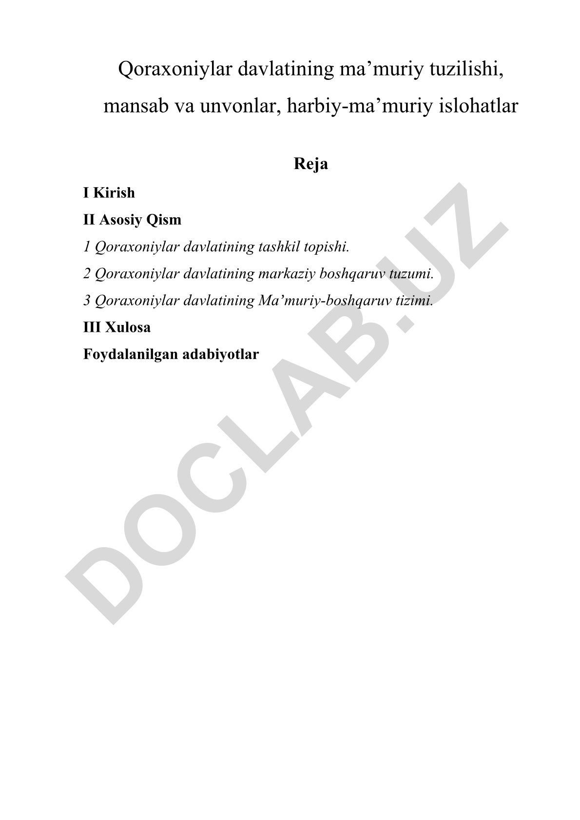Qoraxoniylar davlatining ma’muriy tuzilishi va harbiy-ma’muriy islohatlar