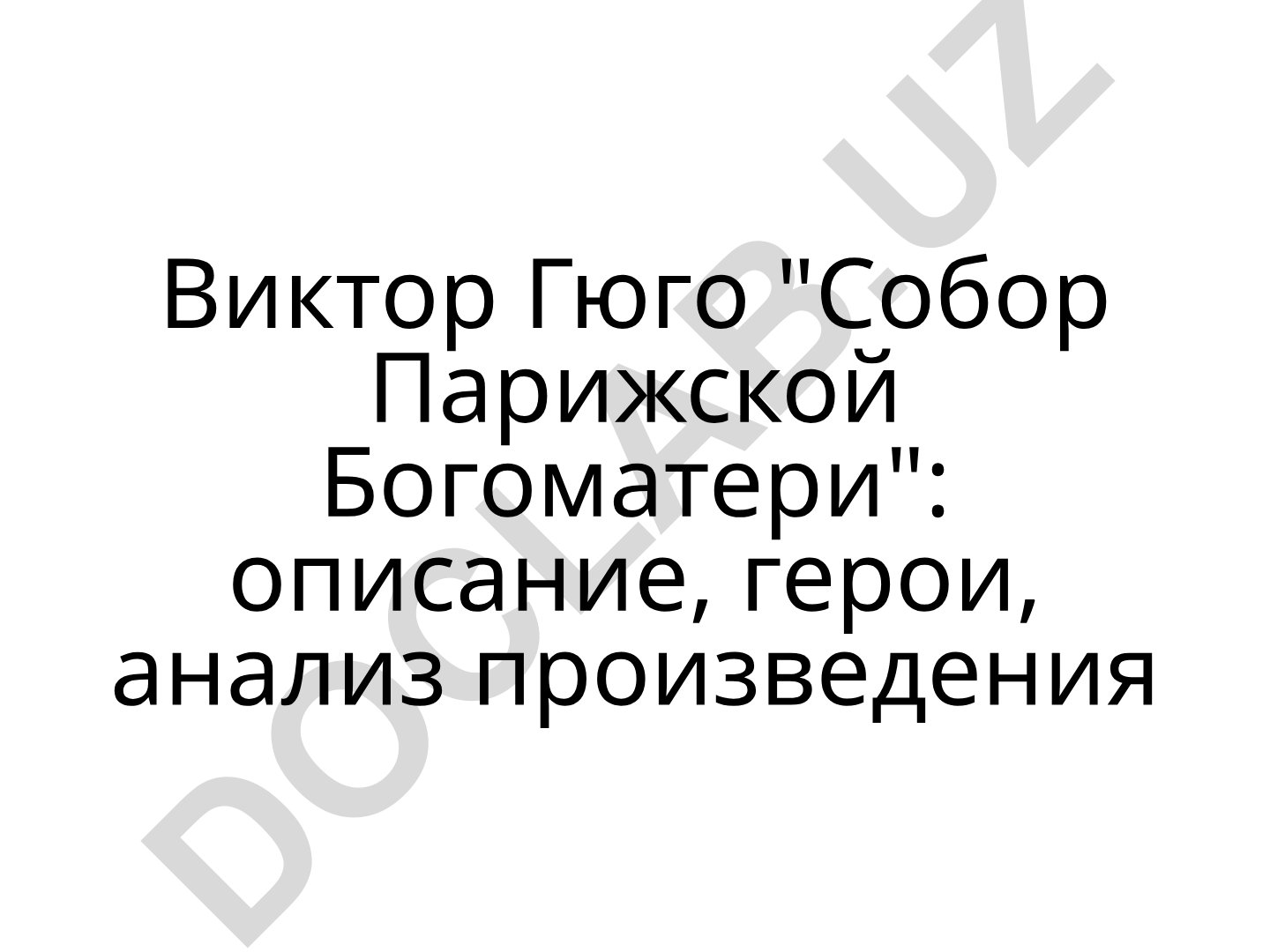 Виктор Гюго "Собор Парижской Богоматери": описание, герои, анализ
