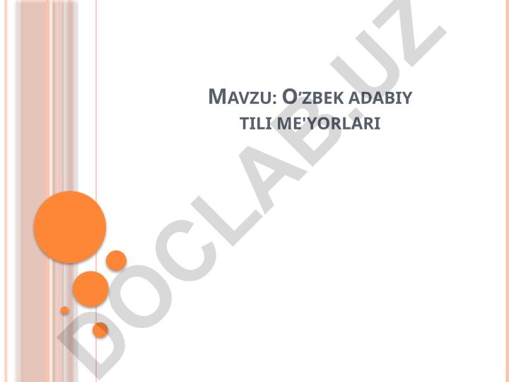 O’zbek adabiy tili me'yorlari