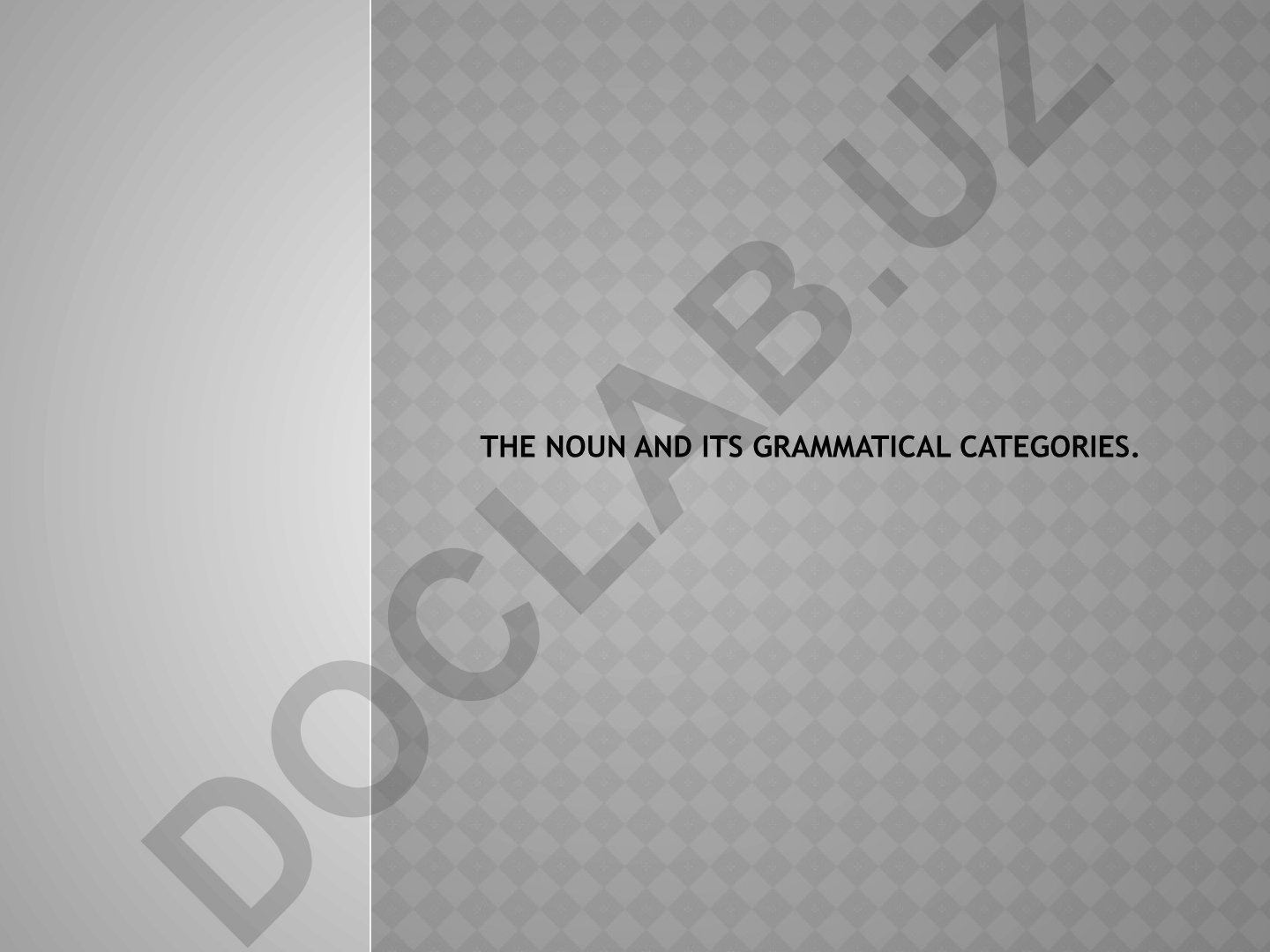 The noun and its grammatical categories in English