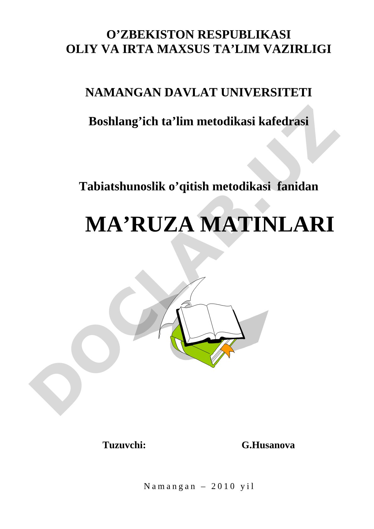 Tabiatshunoslikni o'qitish metodikasi - pedagogik fan sifatida